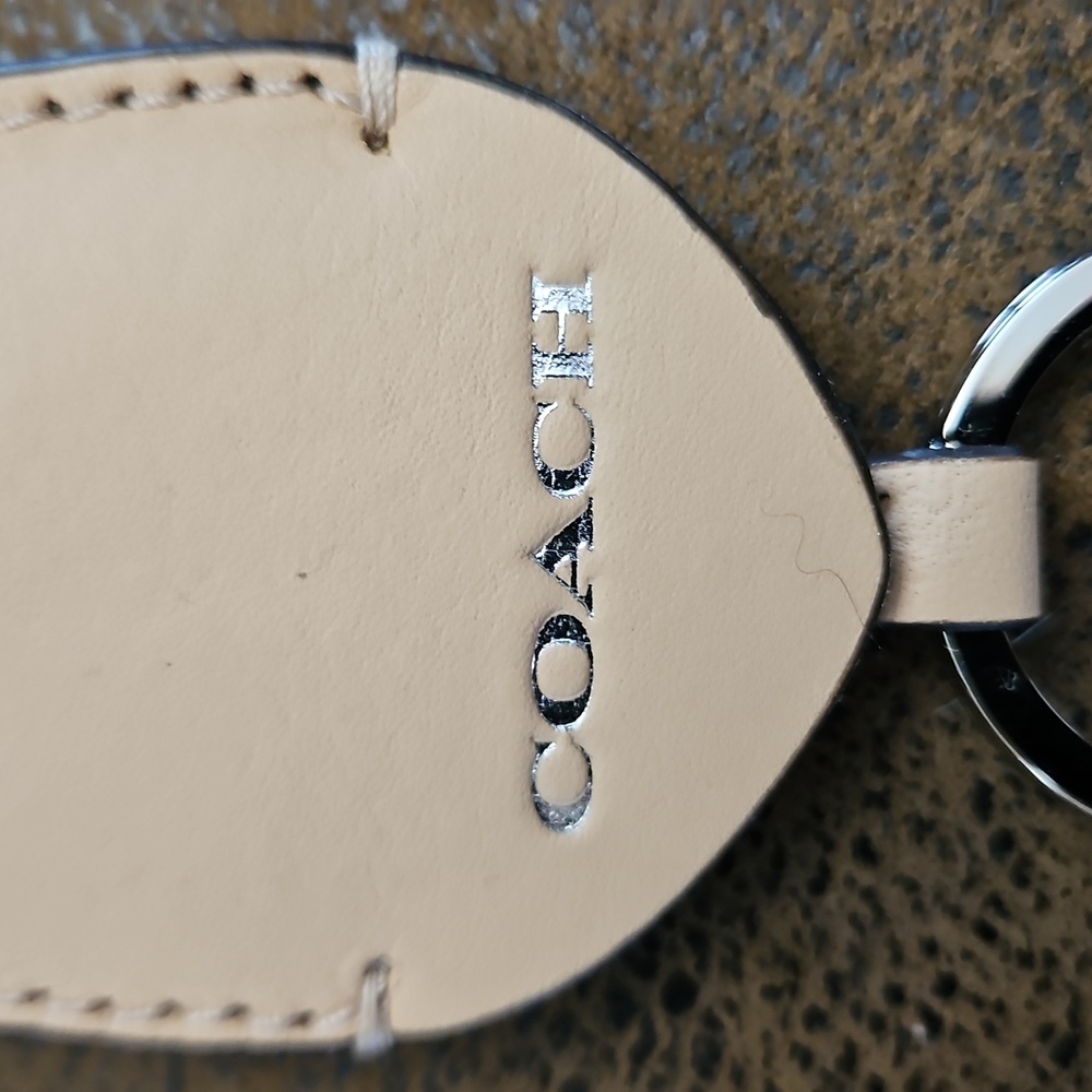 Coach Cream Leather Keychain - Picture 2 of 5